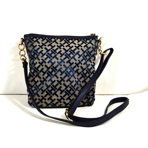 Tommy Hilfiger Navy & Tan Monogram Crossbody Bag with Adjustable Strap - Picture 2 of 7